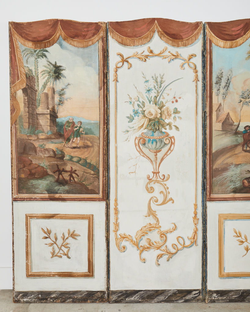 19th Century French Grand Tour Style Eight Panel Painted Screen