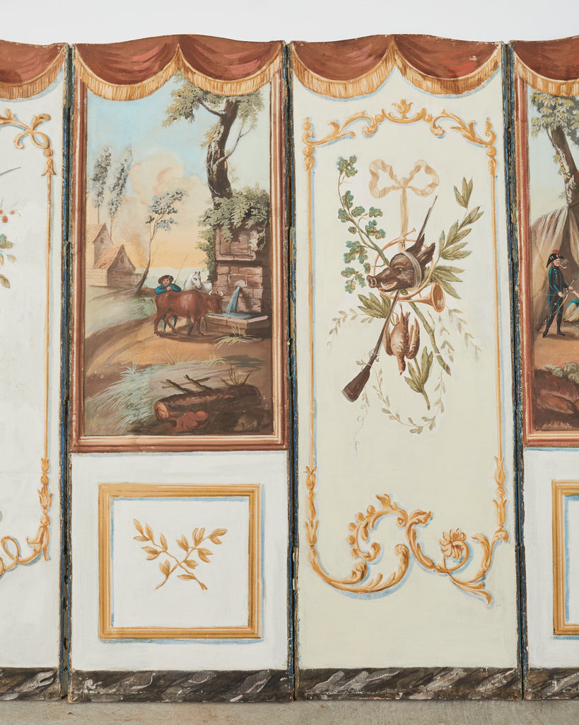 19th Century French Grand Tour Style Eight Panel Painted Screen