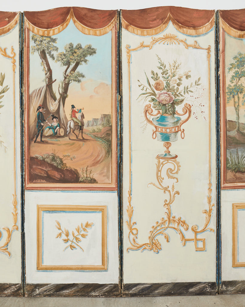 19th Century French Grand Tour Style Eight Panel Painted Screen