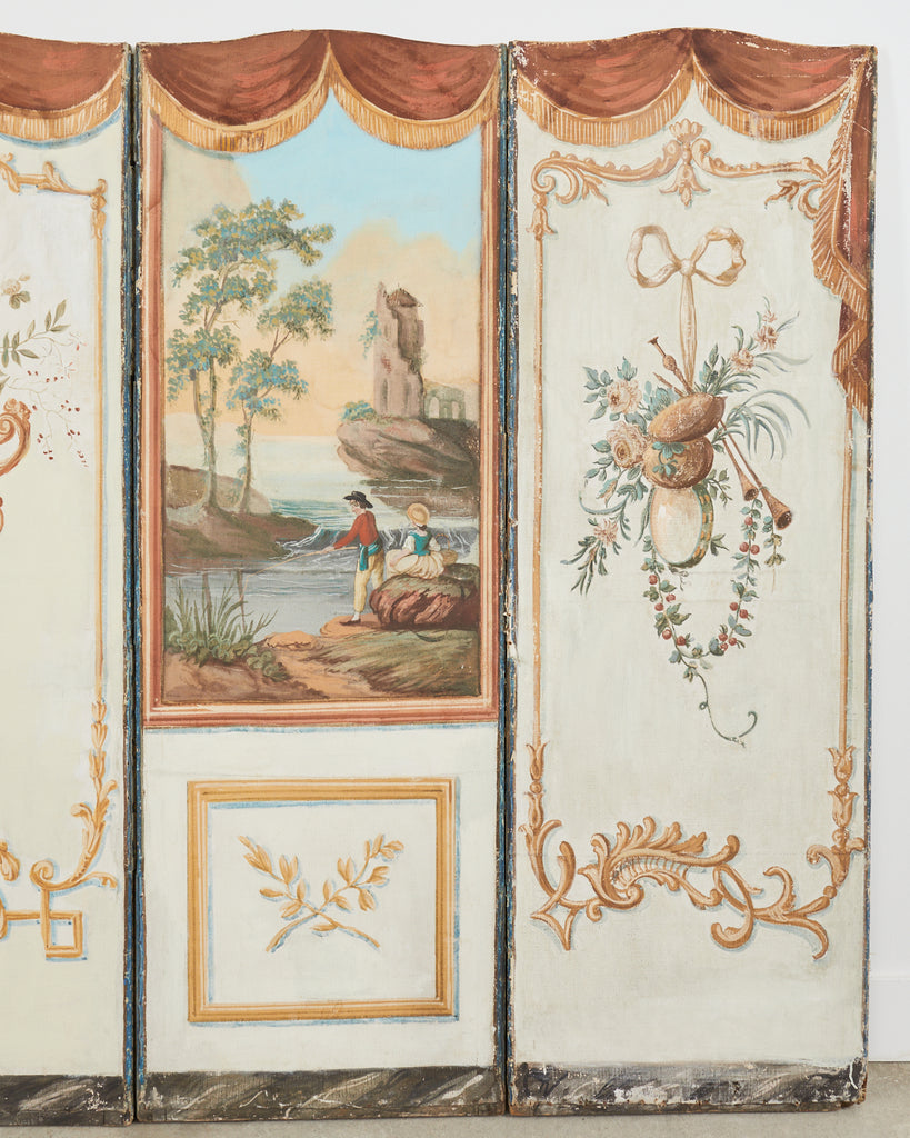 19th Century French Grand Tour Style Eight Panel Painted Screen