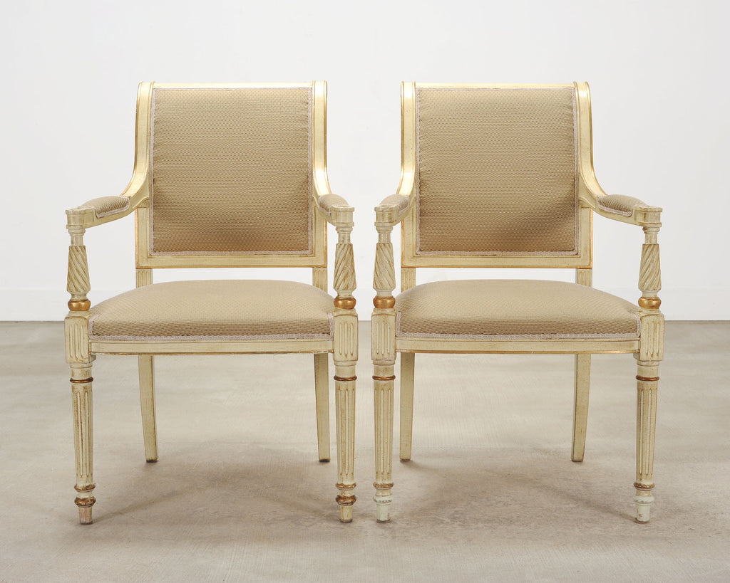 Set of Eight French Louis XVI Style Painted Dining Chairs