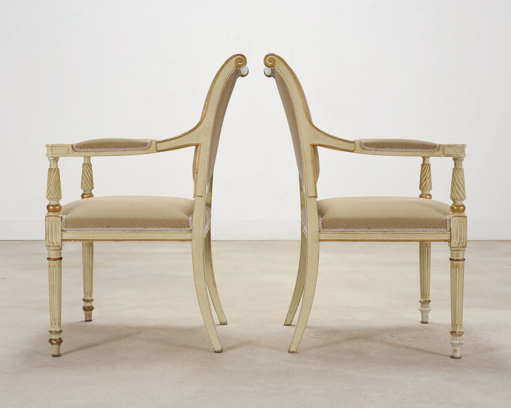 Set of Eight French Louis XVI Style Painted Dining Chairs