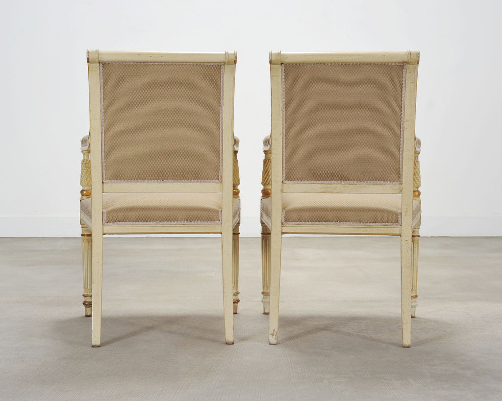 Set of Eight French Louis XVI Style Painted Dining Chairs