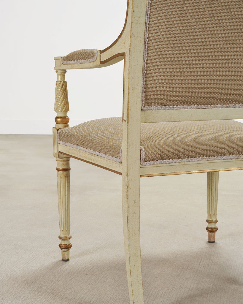 Set of Eight French Louis XVI Style Painted Dining Chairs