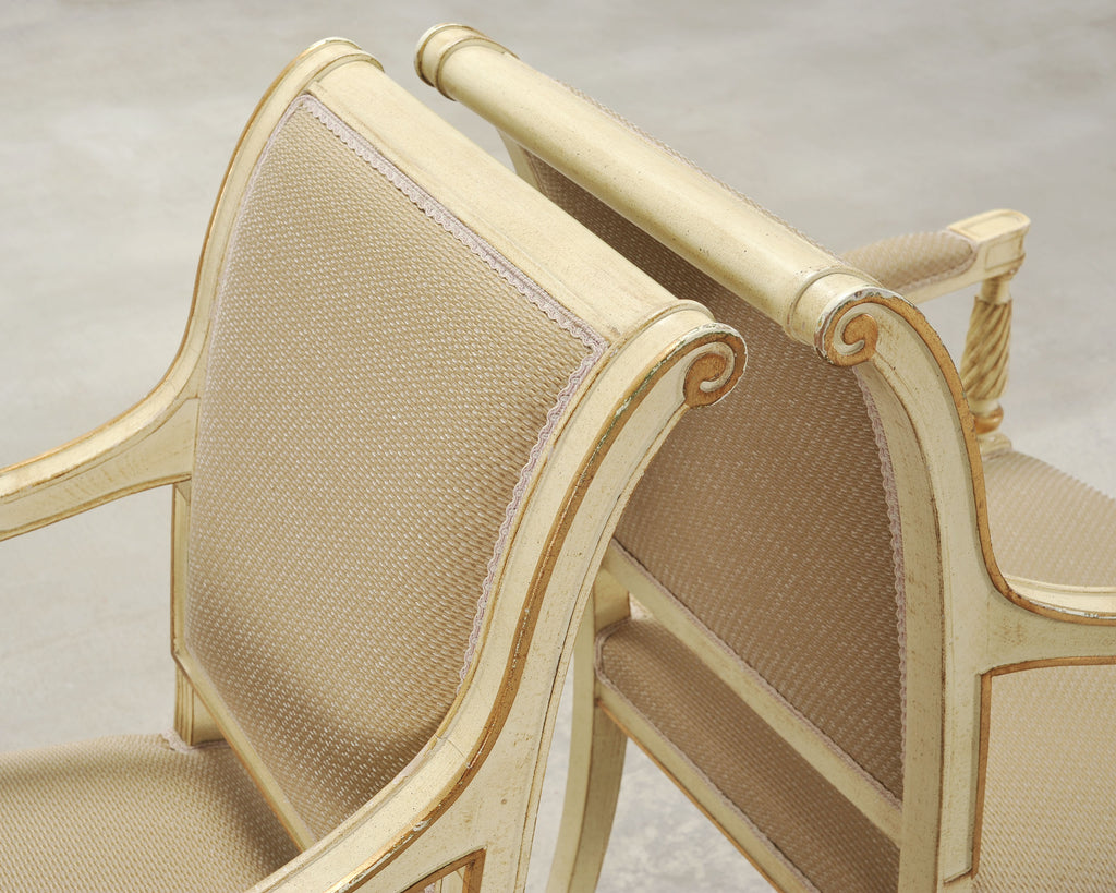 Set of Eight French Louis XVI Style Painted Dining Chairs