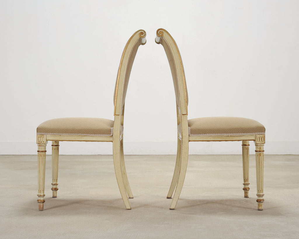 Set of Eight French Louis XVI Style Painted Dining Chairs