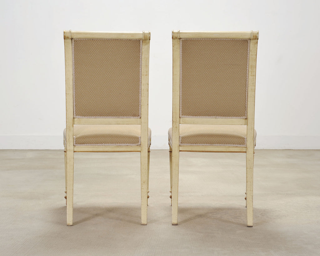 Set of Eight French Louis XVI Style Painted Dining Chairs