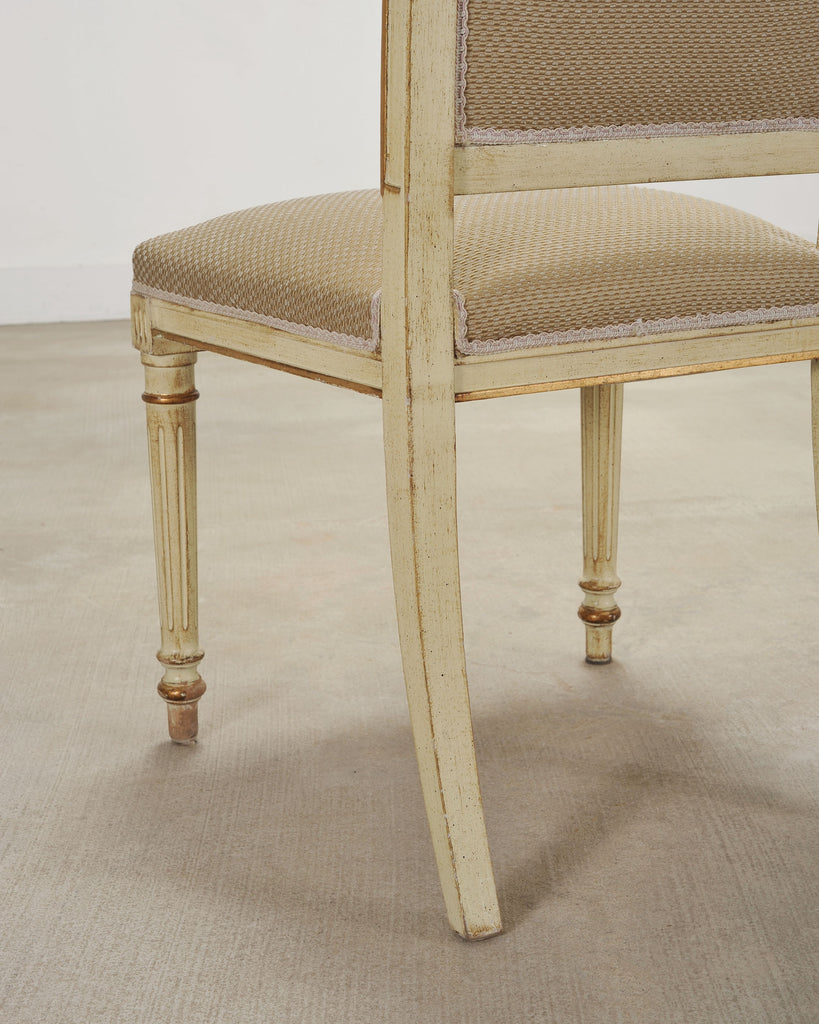 Set of Eight French Louis XVI Style Painted Dining Chairs