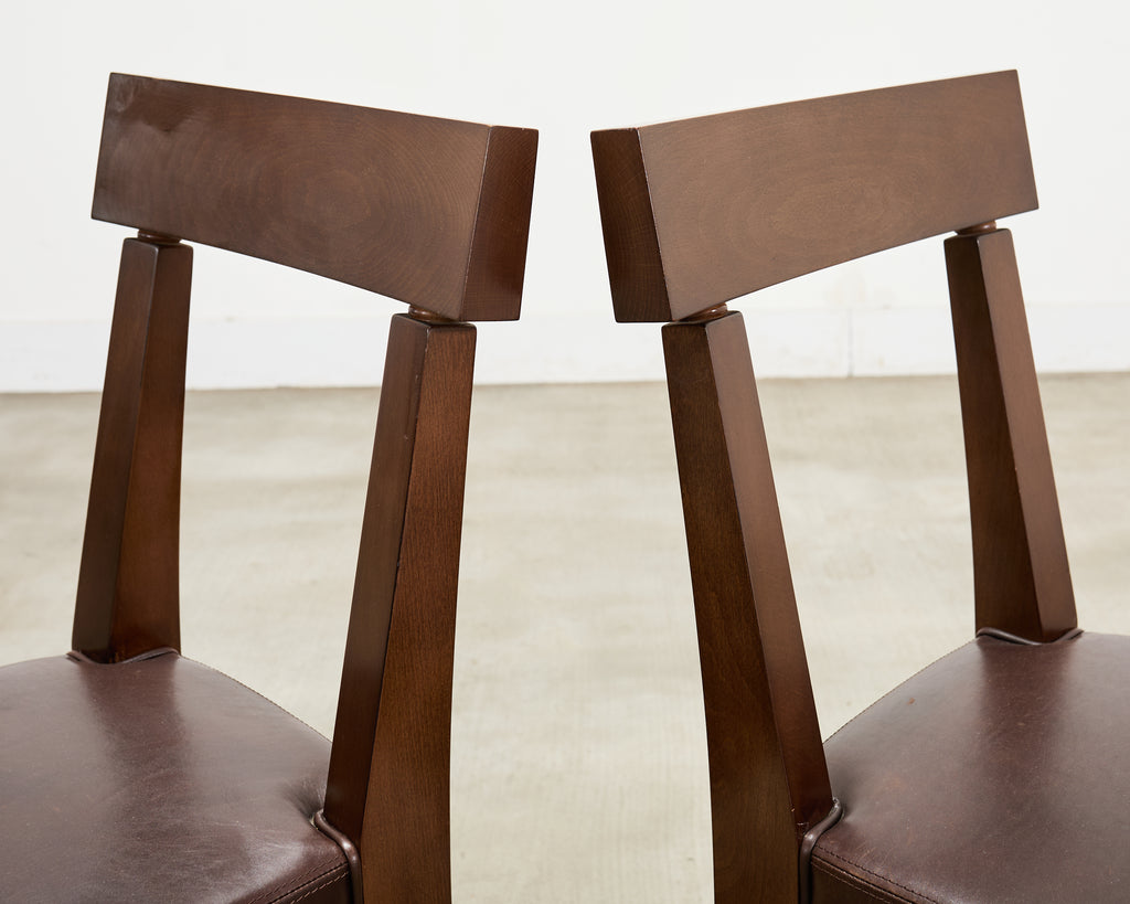 Set of Eight Italian Promemoria Attributed Leather Dining Chairs