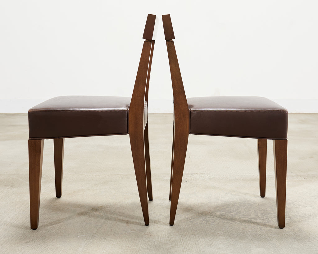 Set of Eight Italian Promemoria Attributed Leather Dining Chairs