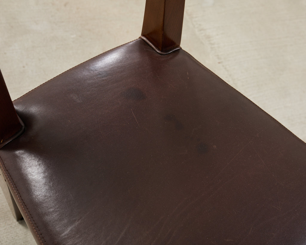 Set of Eight Italian Promemoria Attributed Leather Dining Chairs