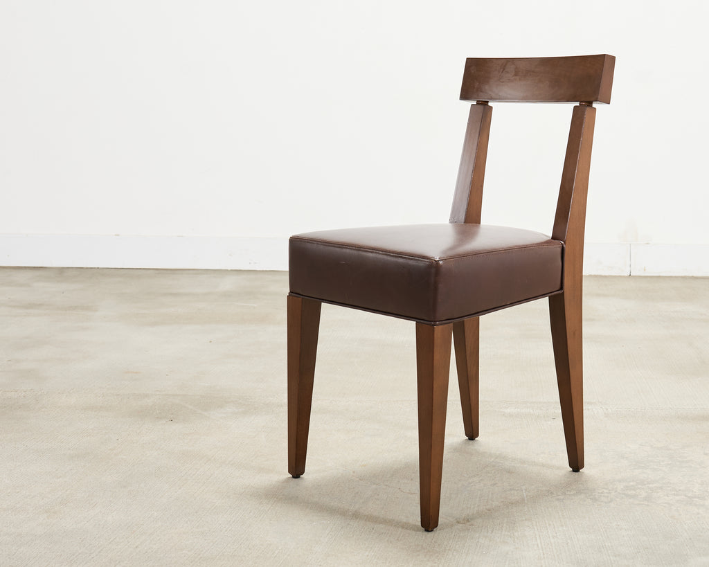 Set of Eight Italian Promemoria Attributed Leather Dining Chairs