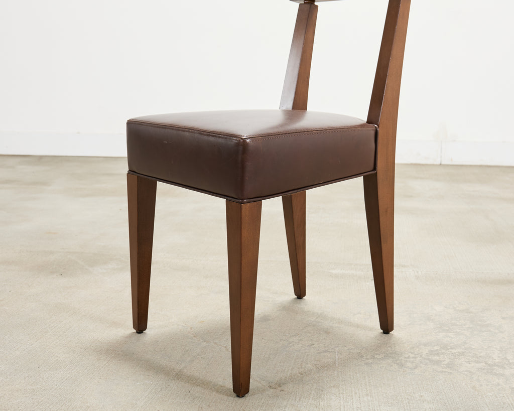 Set of Eight Italian Promemoria Attributed Leather Dining Chairs