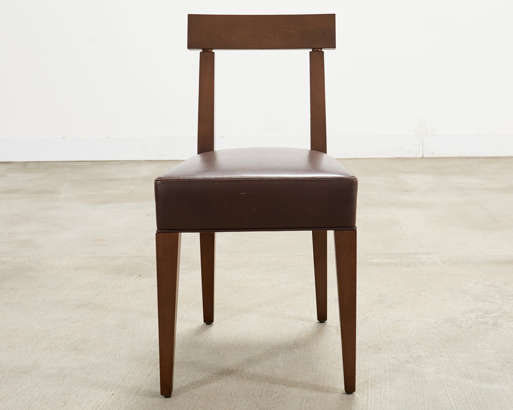 Set of Eight Italian Promemoria Attributed Leather Dining Chairs