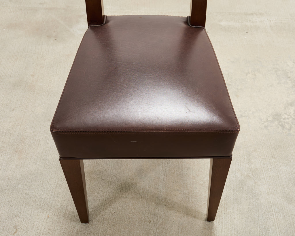 Set of Eight Italian Promemoria Attributed Leather Dining Chairs