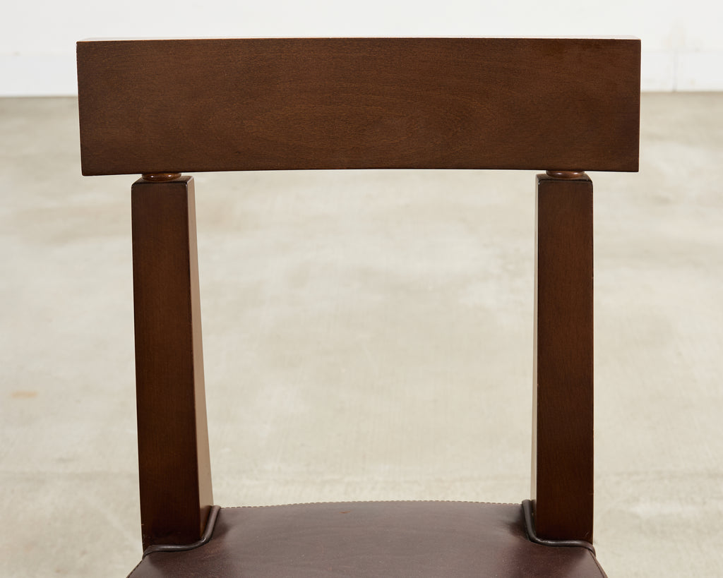 Set of Eight Italian Promemoria Attributed Leather Dining Chairs