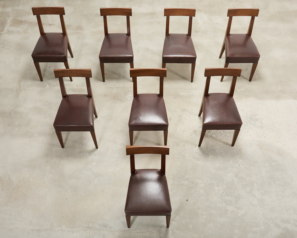 Set of Eight Italian Promemoria Attributed Leather Dining Chairs