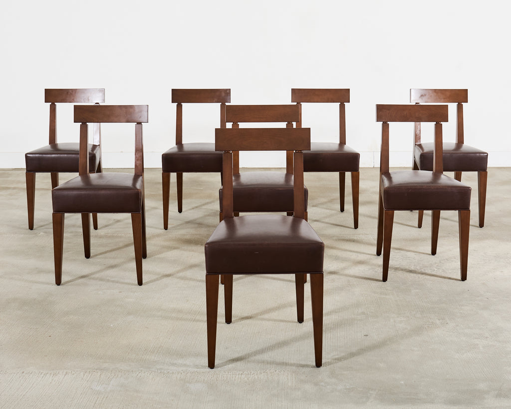 Set of Eight Italian Promemoria Attributed Leather Dining Chairs