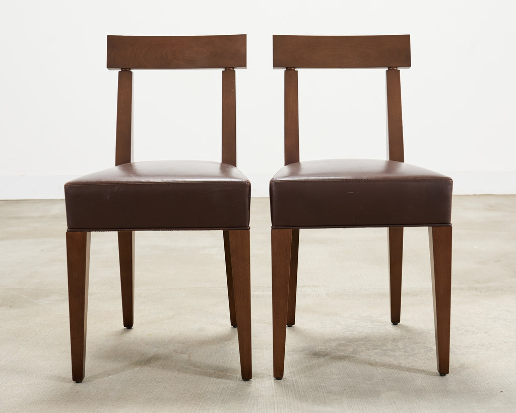 Set of Eight Italian Promemoria Attributed Leather Dining Chairs