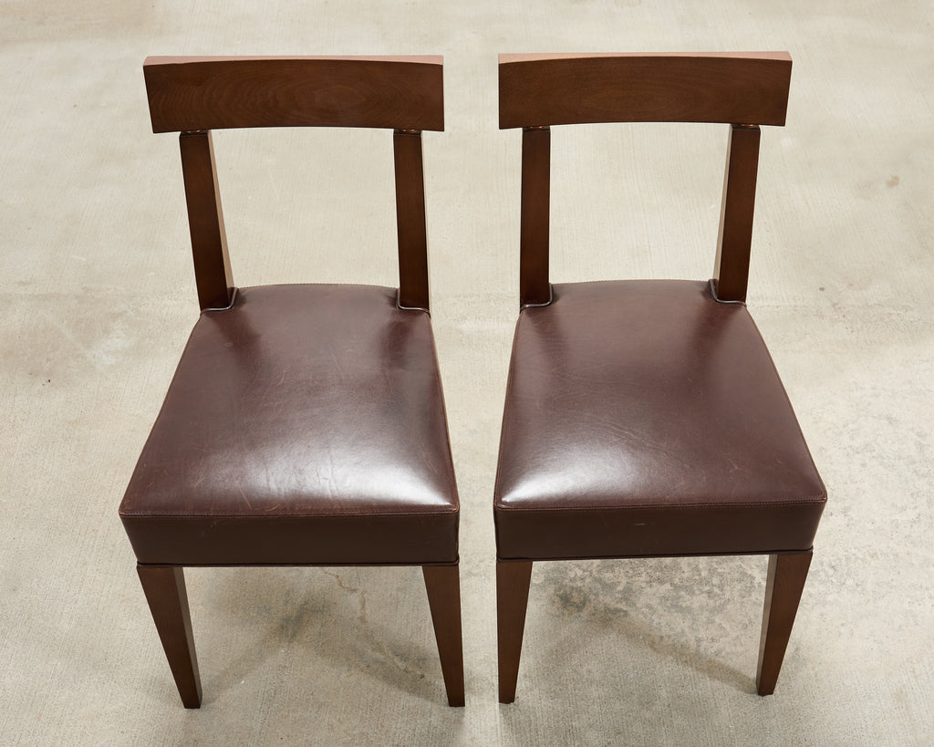 Set of Eight Italian Promemoria Attributed Leather Dining Chairs