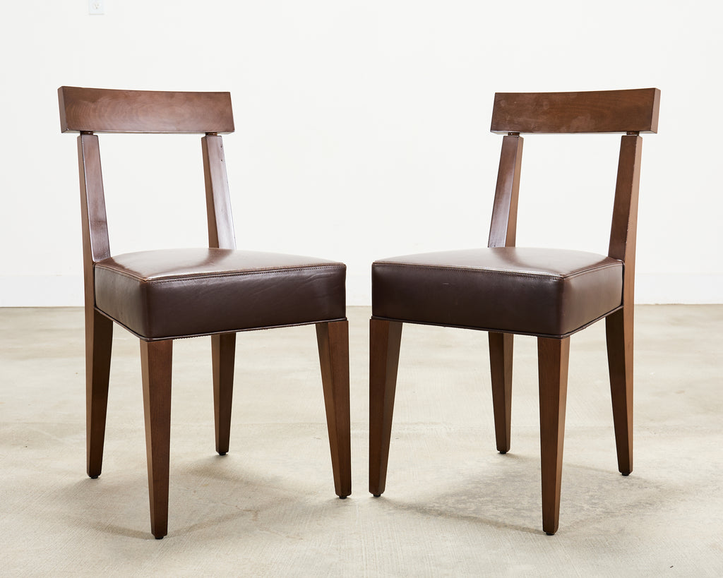 Set of Eight Italian Promemoria Attributed Leather Dining Chairs