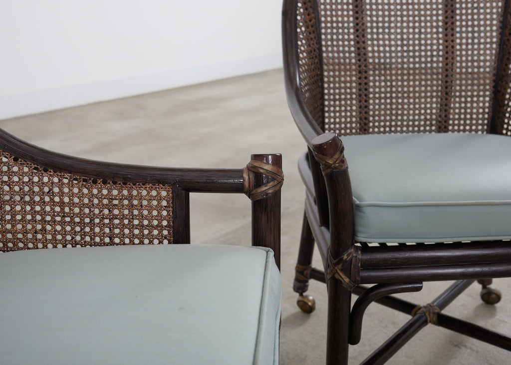 Set of Seven McGuire Rattan Cane Belden Dining Chairs