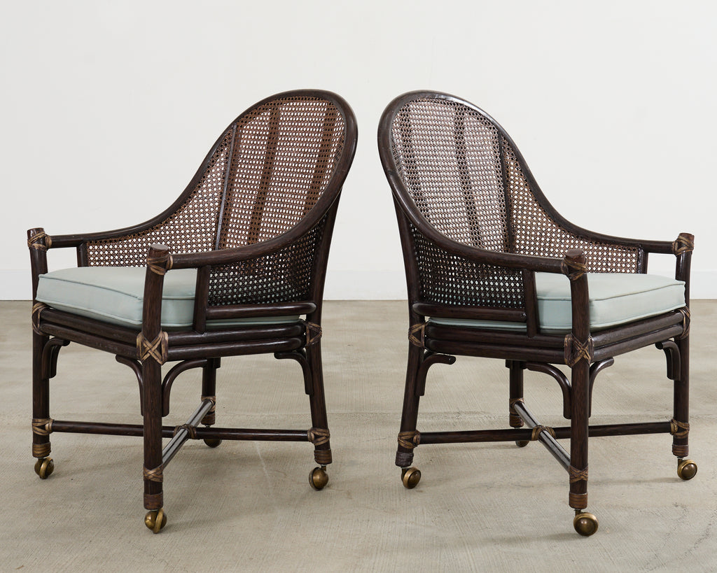 Set of Seven McGuire Rattan Cane Belden Dining Chairs