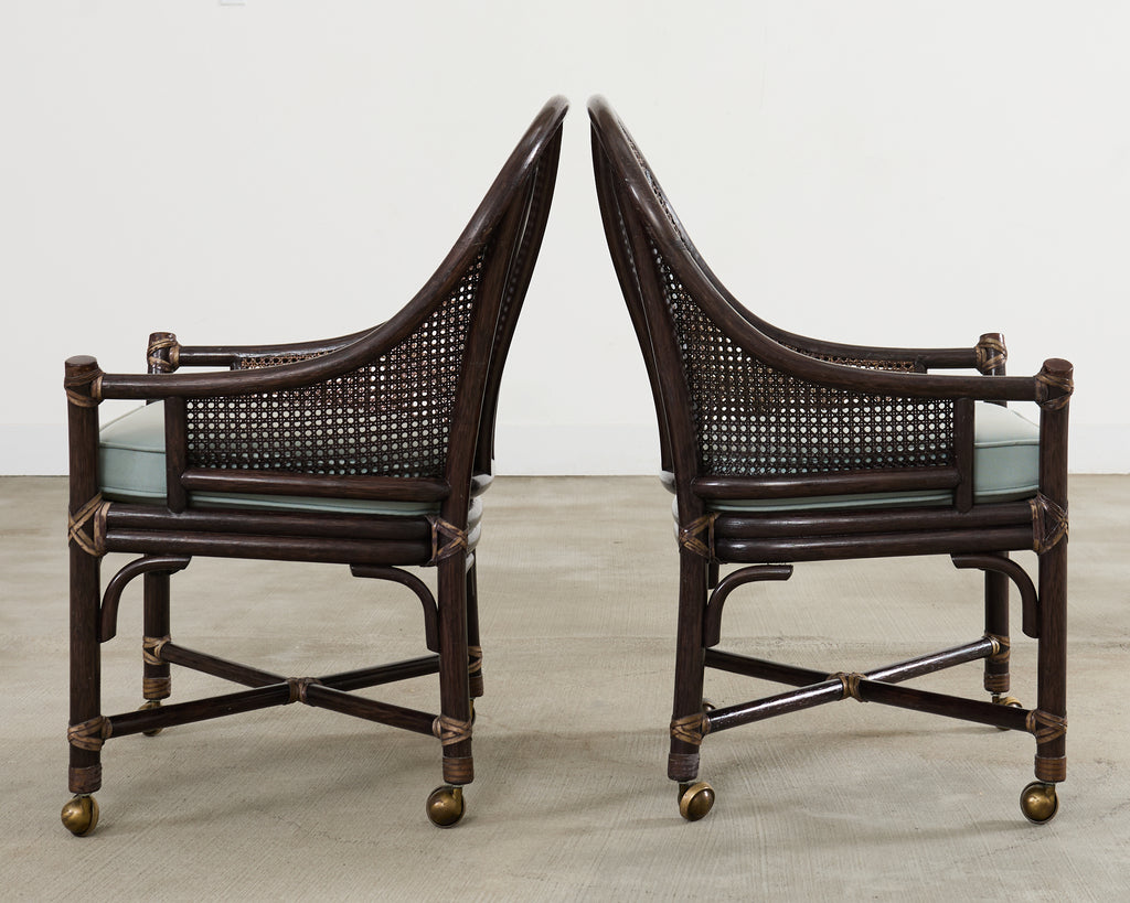 Set of Seven McGuire Rattan Cane Belden Dining Chairs