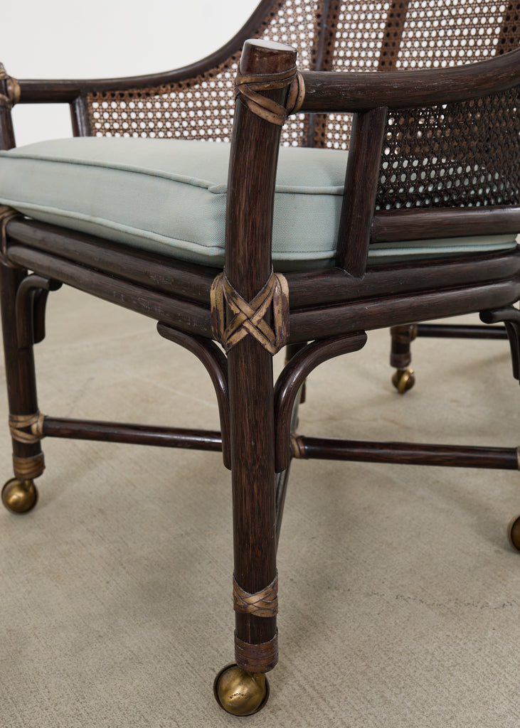 Set of Seven McGuire Rattan Cane Belden Dining Chairs
