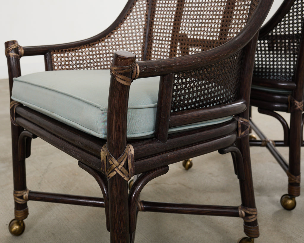 Set of Seven McGuire Rattan Cane Belden Dining Chairs