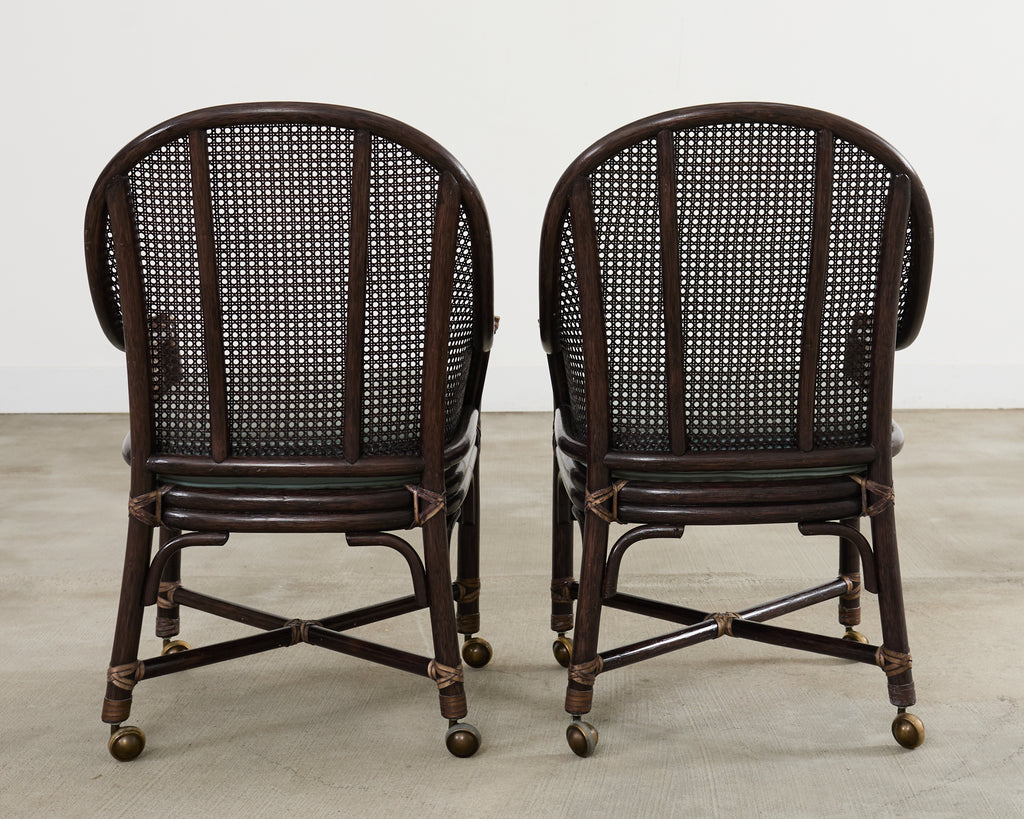 Set of Seven McGuire Rattan Cane Belden Dining Chairs