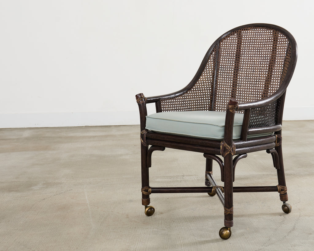 Set of Seven McGuire Rattan Cane Belden Dining Chairs