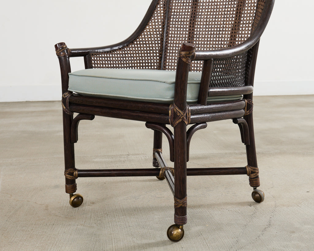 Set of Seven McGuire Rattan Cane Belden Dining Chairs