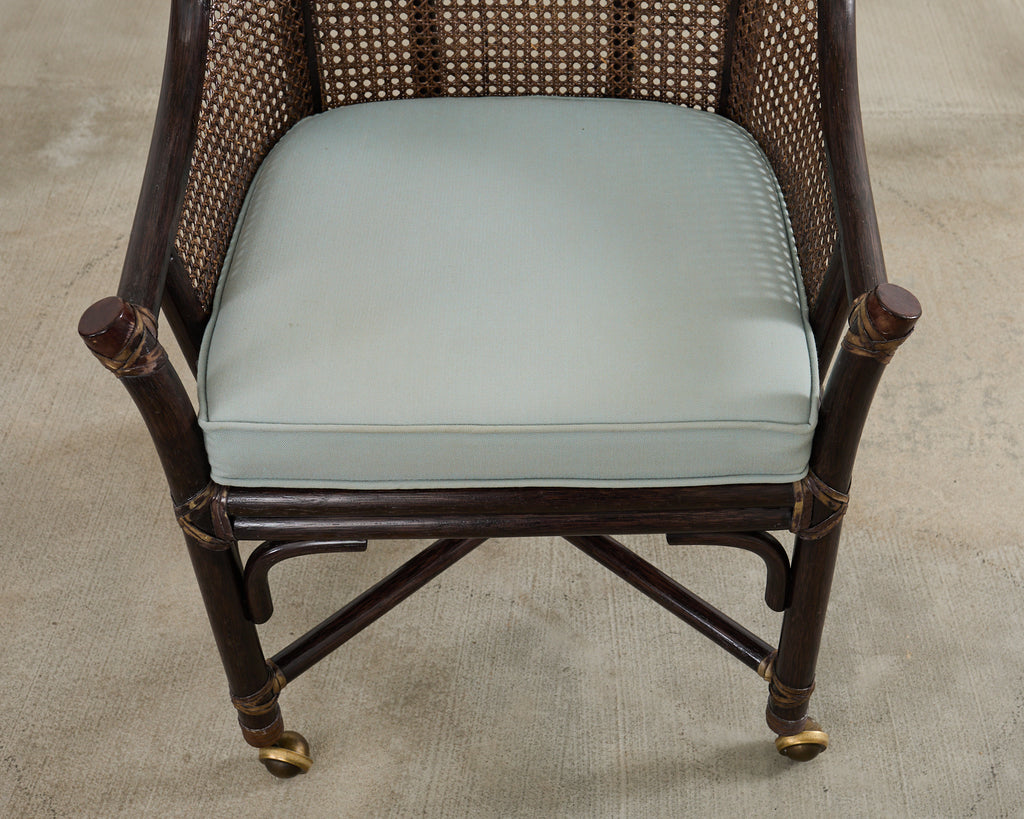 Set of Seven McGuire Rattan Cane Belden Dining Chairs