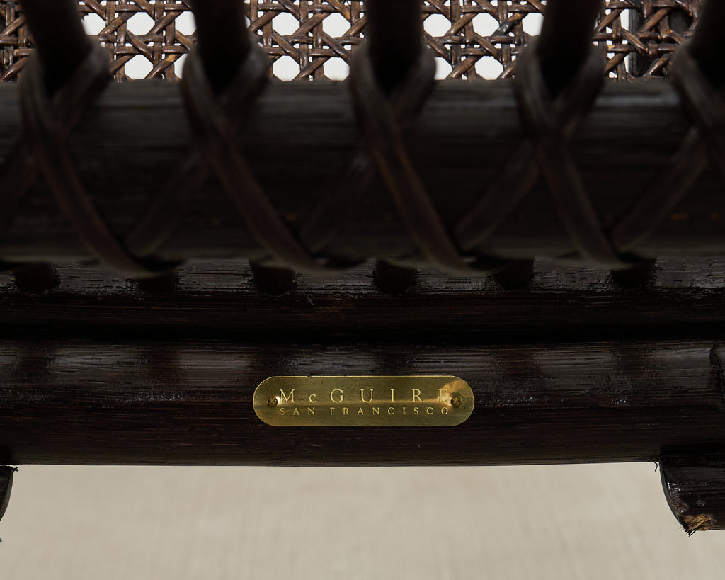 Set of Seven McGuire Rattan Cane Belden Dining Chairs