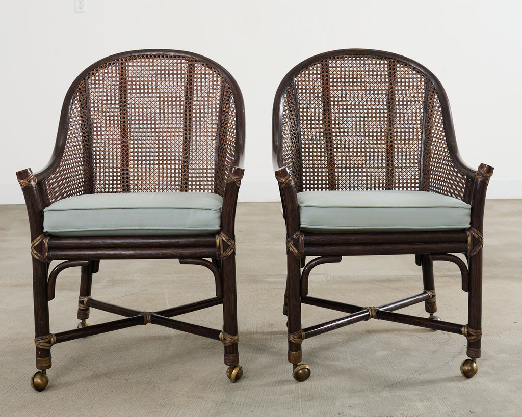 Set of Seven McGuire Rattan Cane Belden Dining Chairs