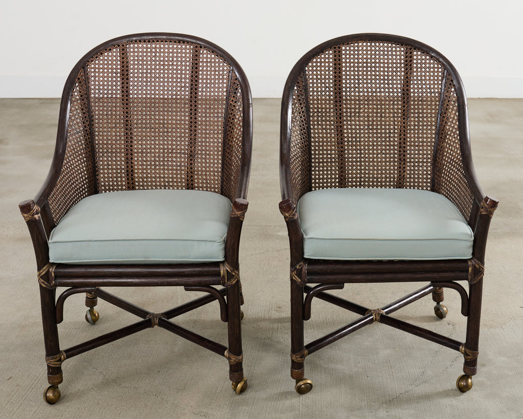Set of Seven McGuire Rattan Cane Belden Dining Chairs