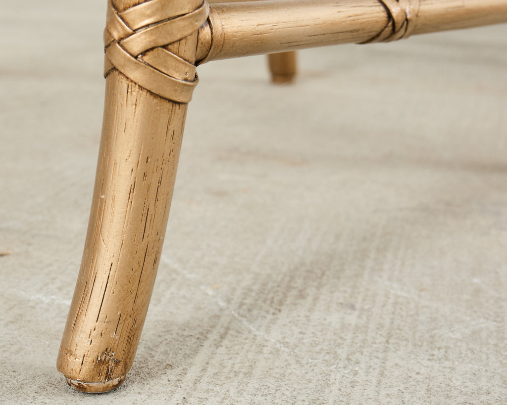 Set of Eight McGuire Gilt Rattan Caned Dining Chairs