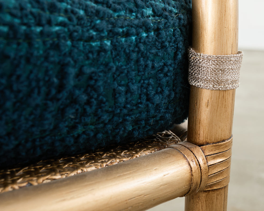 Set of Eight McGuire Gilt Rattan Caned Dining Chairs