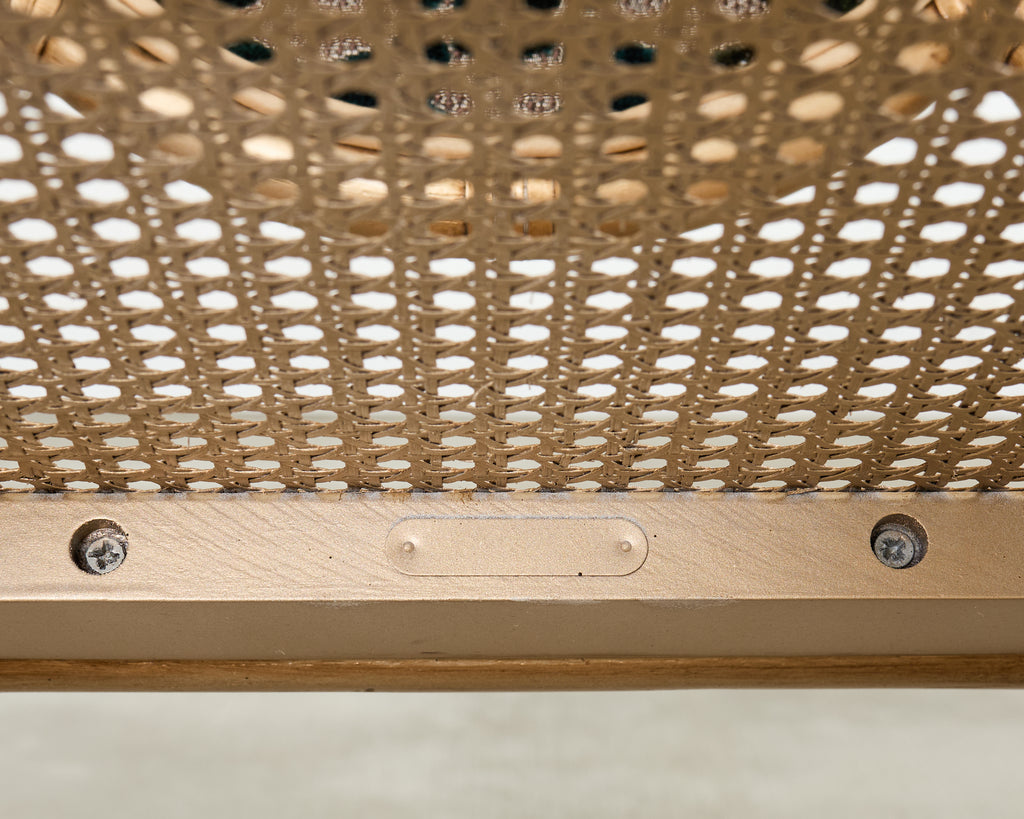 Set of Eight McGuire Gilt Rattan Caned Dining Chairs