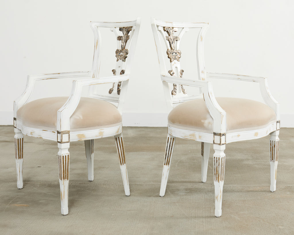 Set of Eight Michael Taylor Margot Dining Chairs Distressed