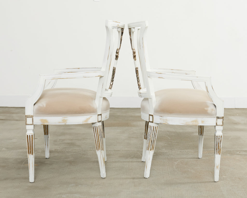 Set of Eight Michael Taylor Margot Dining Chairs Distressed