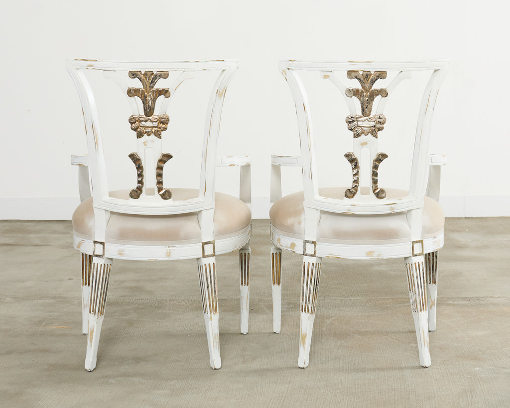 Set of Eight Michael Taylor Margot Dining Chairs Distressed
