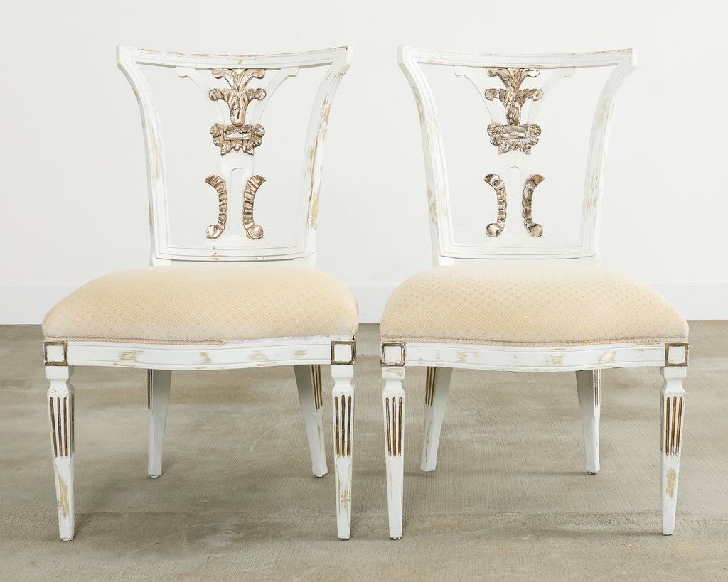 Set of Eight Michael Taylor Margot Dining Chairs Distressed