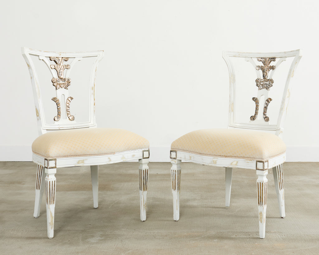 Set of Eight Michael Taylor Margot Dining Chairs Distressed