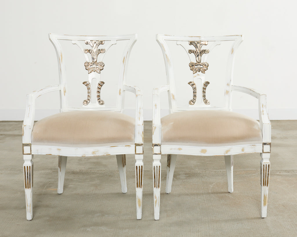 Set of Eight Michael Taylor Margot Dining Chairs Distressed