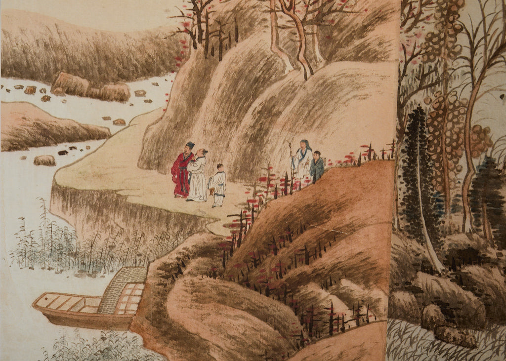 Chinese Eight Panel Folding Table Screen Landscapes Poems