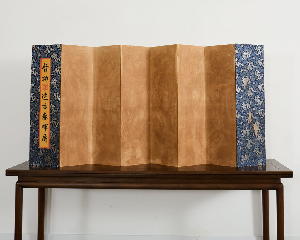 Chinese Eight Panel Folding Table Screen Landscapes Poems