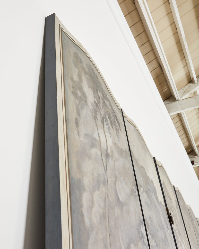 Dennis and Leen Eight Panel Screen Neoclassical Grisaille Landscape