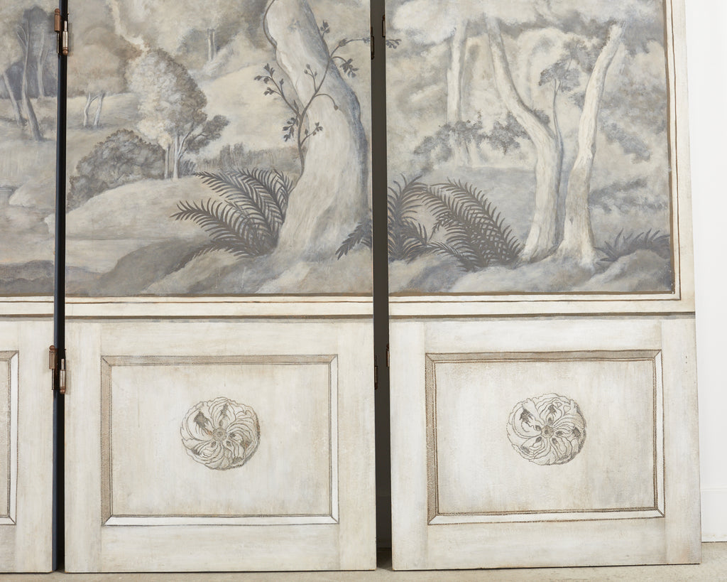 Dennis and Leen Eight Panel Screen Neoclassical Grisaille Landscape